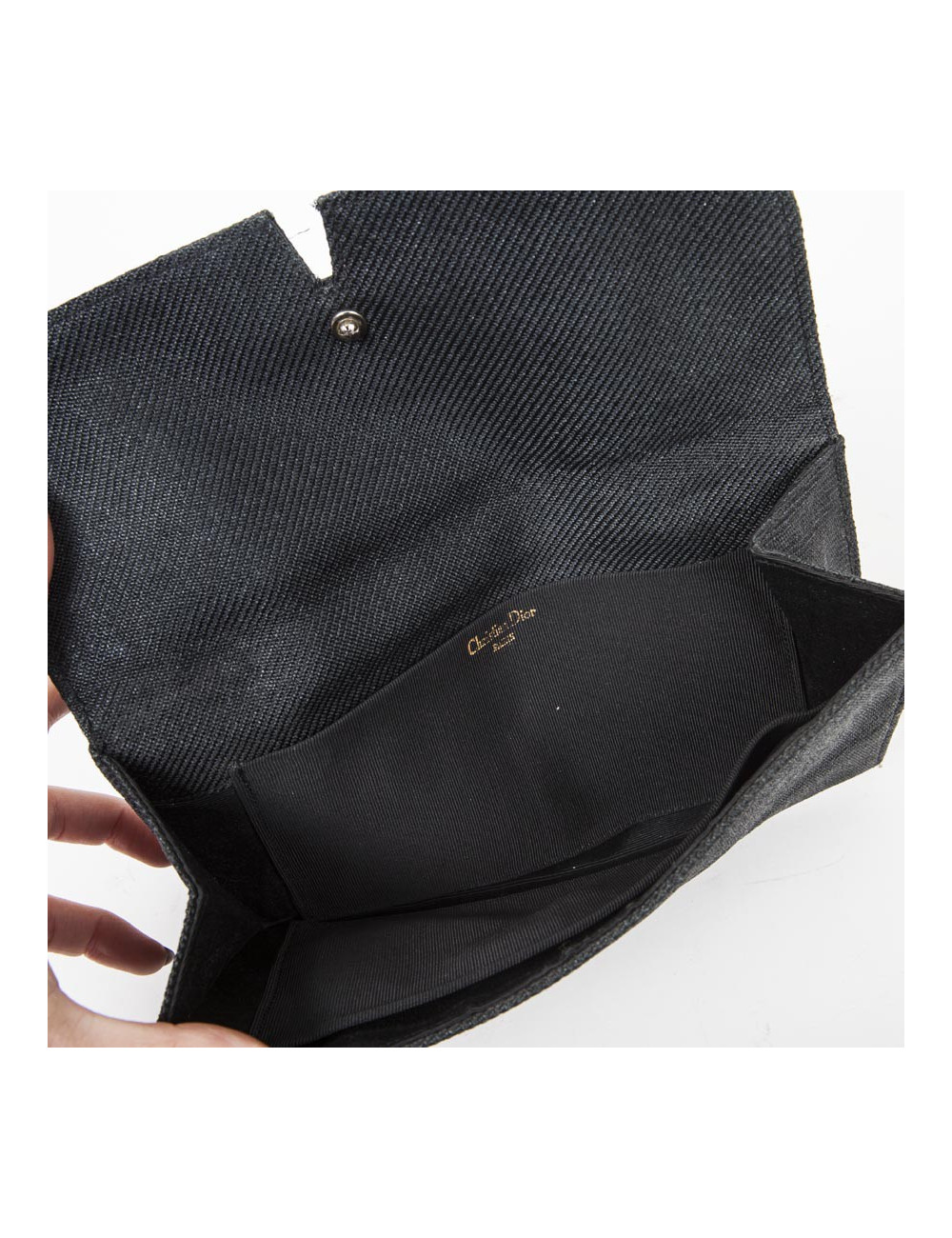 Pochette CHRISTIAN DIOR Vintage en tissu noir satiné