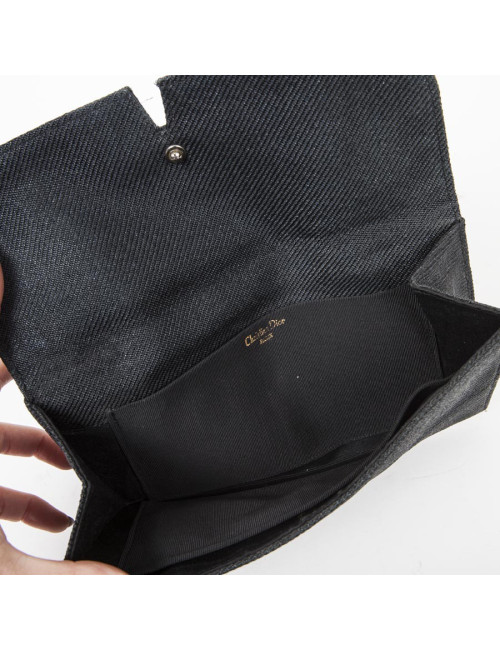 Pochette CHRISTIAN DIOR Vintage en tissu noir satiné