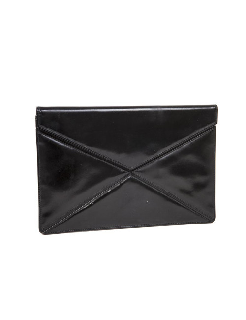 Pochette Vintage cuir verni noir