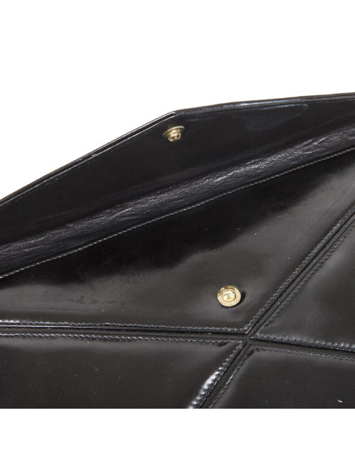 Pochette Vintage cuir verni noir