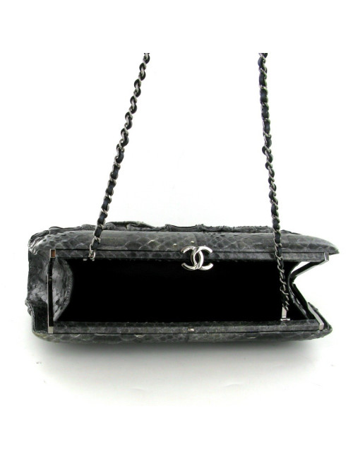 Pochette CHANEL en python gris