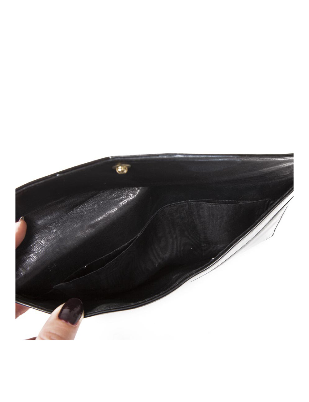 Pochette Vintage cuir verni noir