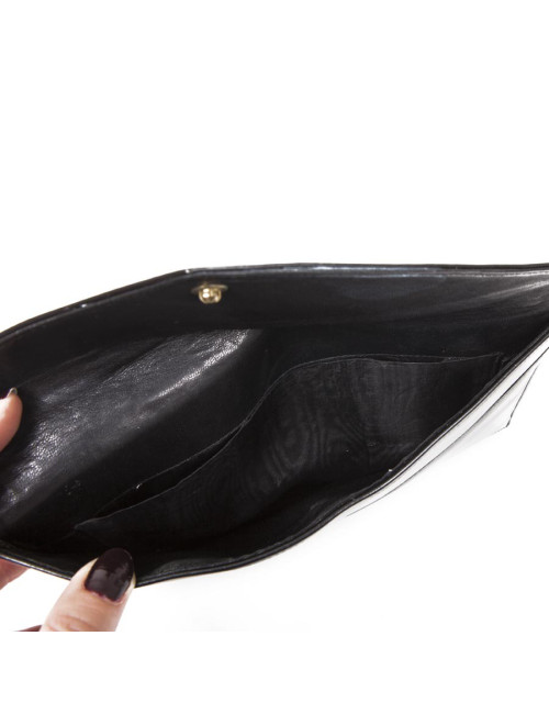 Pochette Vintage cuir verni noir