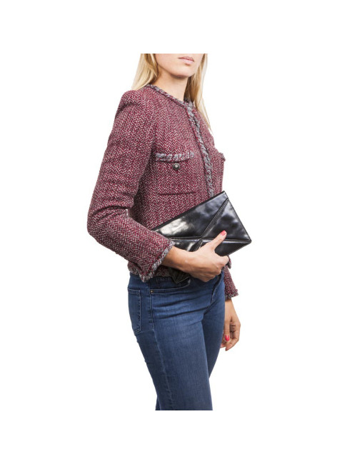 Pochette Vintage cuir verni noir