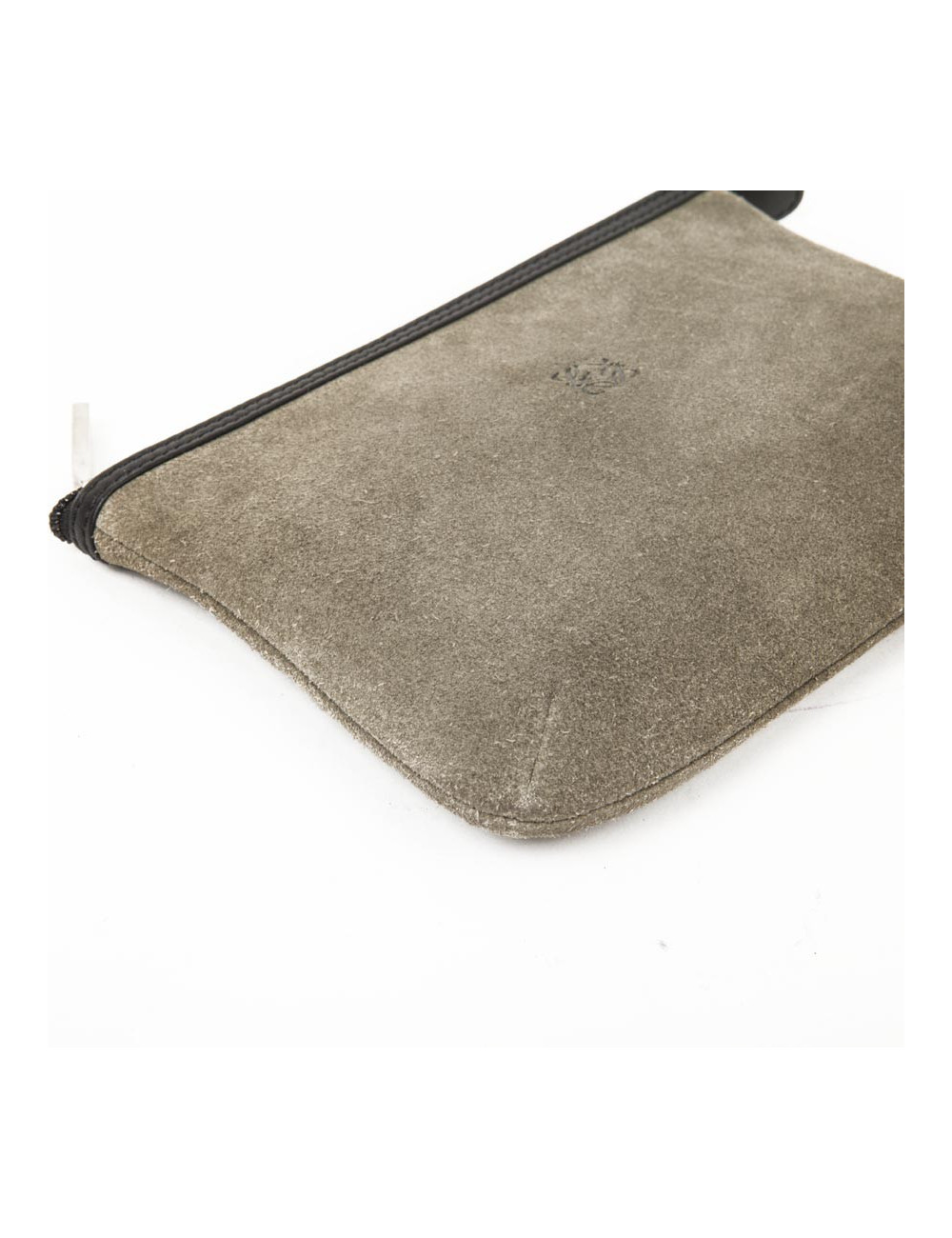 Pochette  zippée LOEWE en veau velours vert 