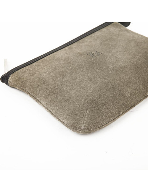 Pochette  zippée LOEWE en veau velours vert 