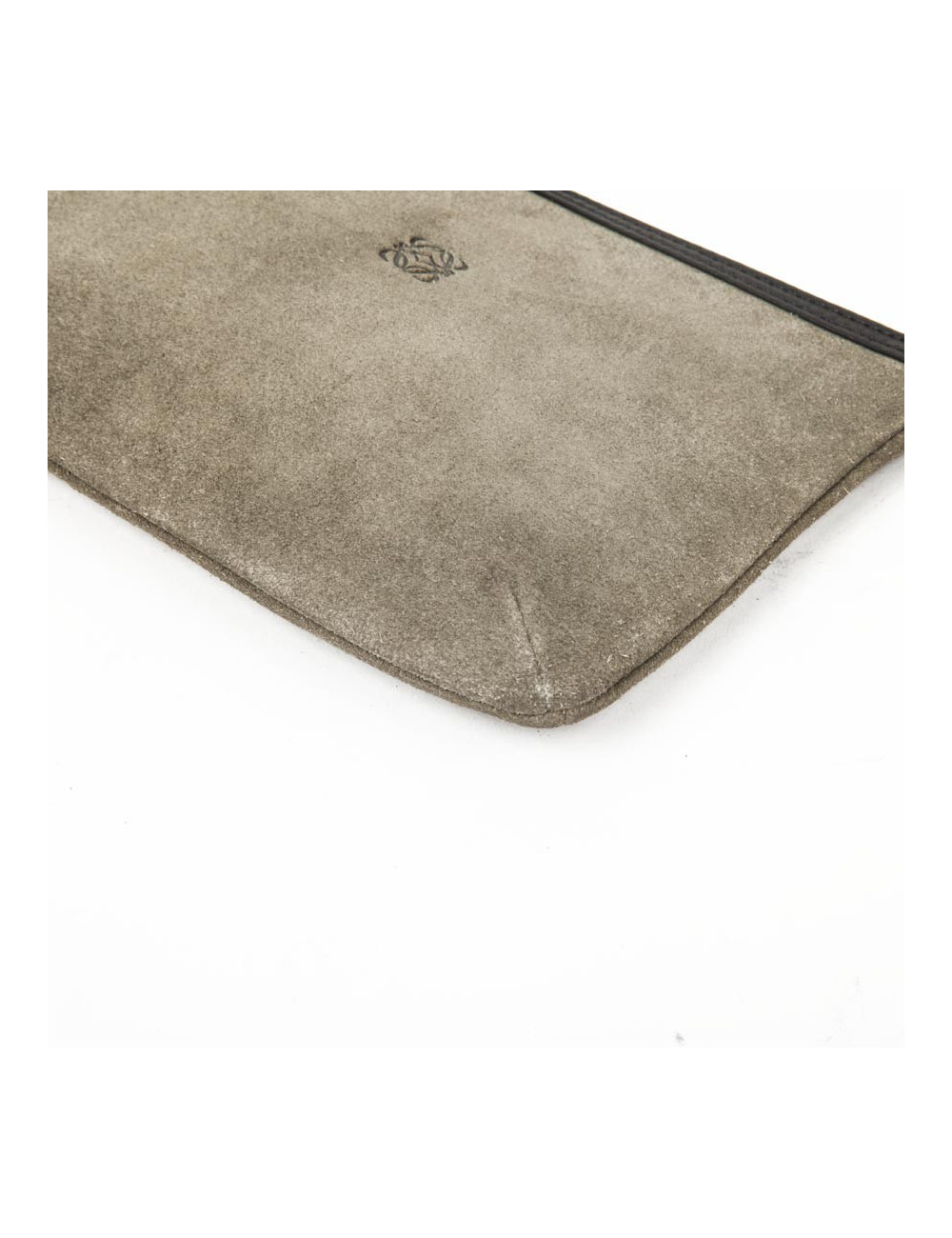 Pochette  zippée LOEWE en veau velours vert 