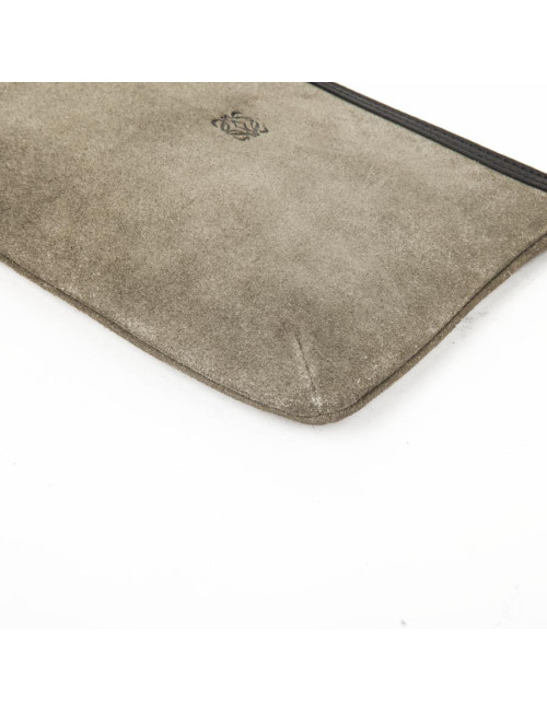 Pochette  zippée LOEWE en veau velours vert 