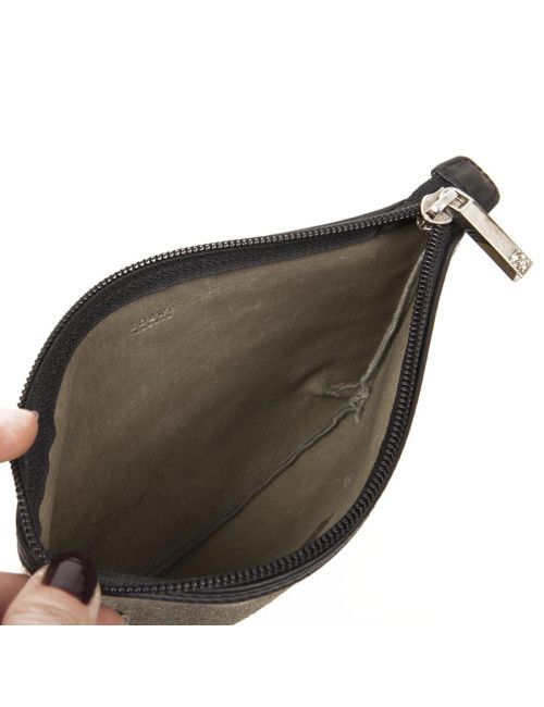 Pochette  zippée LOEWE en veau velours vert 