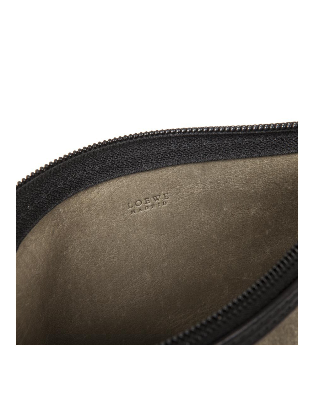 Pochette  zippée LOEWE en veau velours vert 