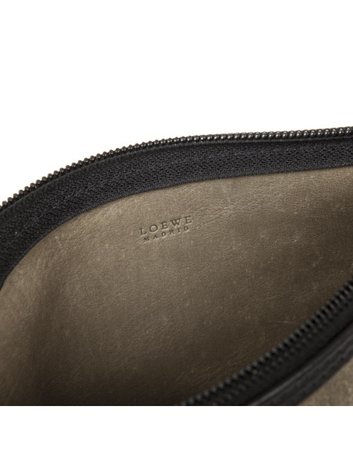 Pochette  zippée LOEWE en veau velours vert 