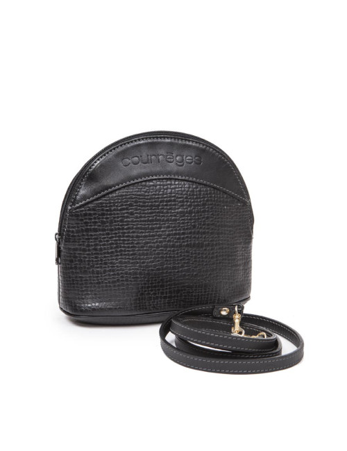 Mini sac COURREGES cuir grainé noir Vintage