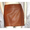 Mini skirt CELINE embossed brown leather