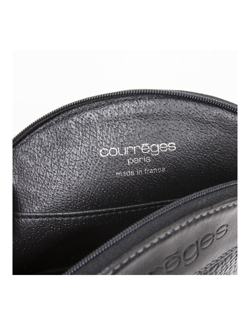 Mini sac COURREGES cuir grainé noir Vintage