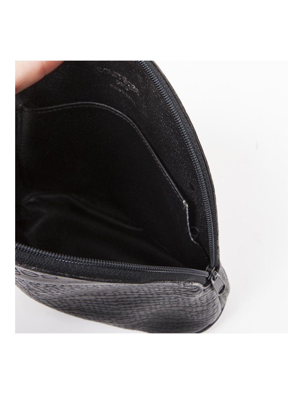 Mini sac COURREGES cuir grainé noir Vintage