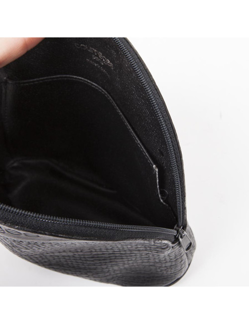 Mini sac COURREGES cuir grainé noir Vintage