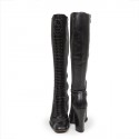 YVES SAINT LAURENT high boots with laces in black leather size 37EU