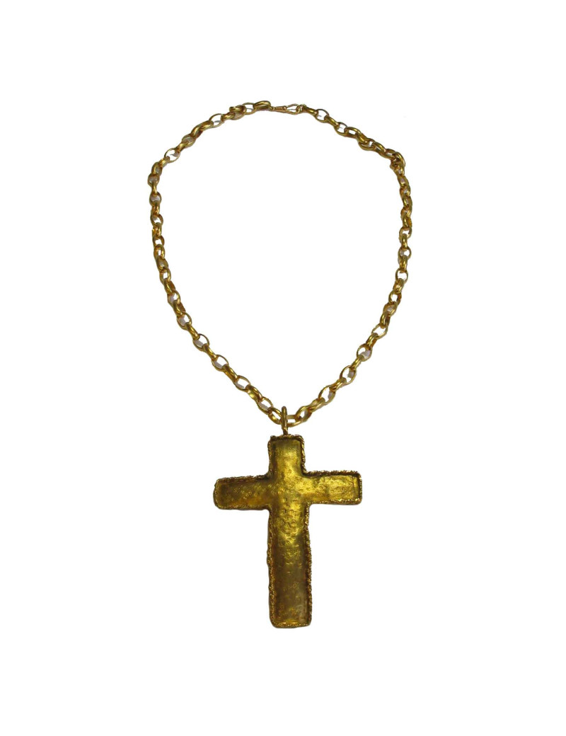 Sautoir croix MARGUERITE de VALOIS en métal doré à l'or fin