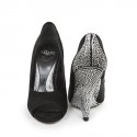 AZZARO Wedge high heels pumps in black silk satin and Swarovski crystals Size 37EU