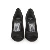 AZZARO Wedge high heels pumps in black silk satin and Swarovski crystals Size 37EU