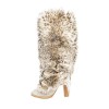 Unsigned high boots with heels covered with grey and white fox fur size 38