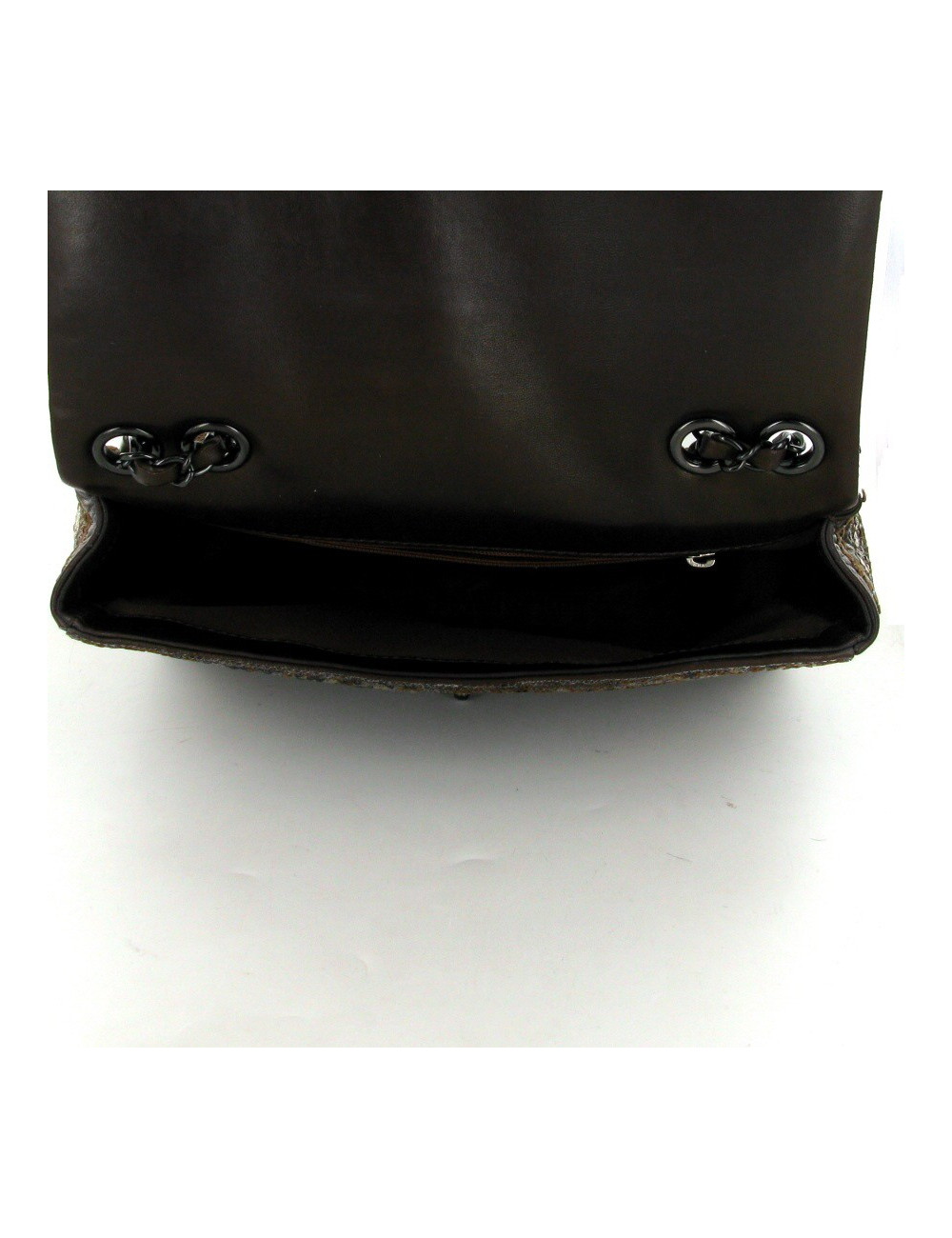 Sac CHANEL timeless en cuir marron brodé de sequins