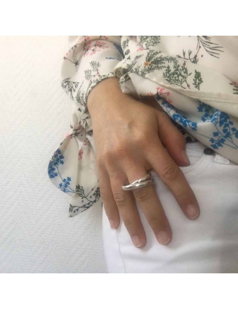 Bague HERMES modèle vertige T54 en argent massif