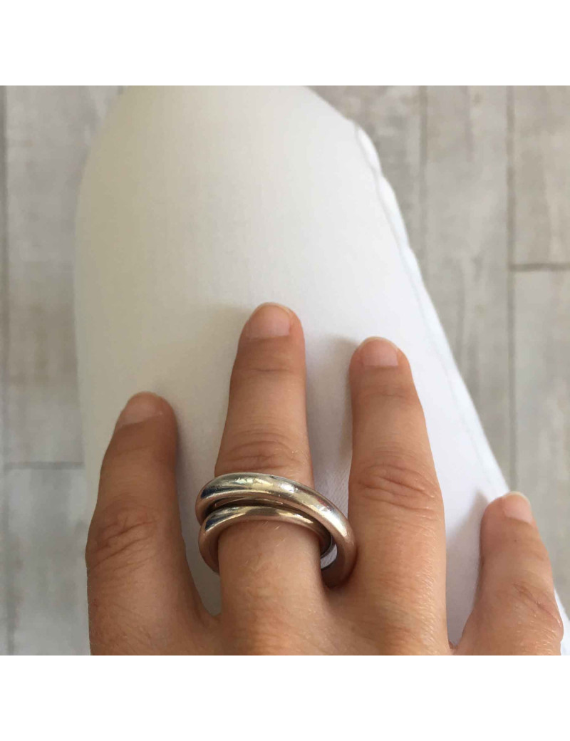 Bague HERMES modèle vertige T54 en argent massif