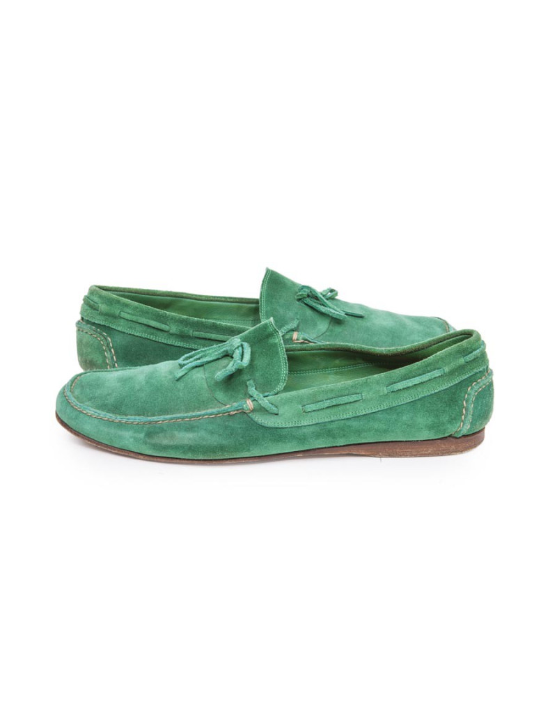 Mocassins Homme HERMES T 44 en daim vert