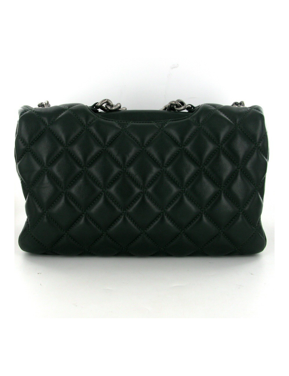 Sac CHANEL fermoir boy en cuir matelassé vert foncé