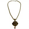 MARGUERITE de VALOIS long chain necklace with a topaze molten glass pendant