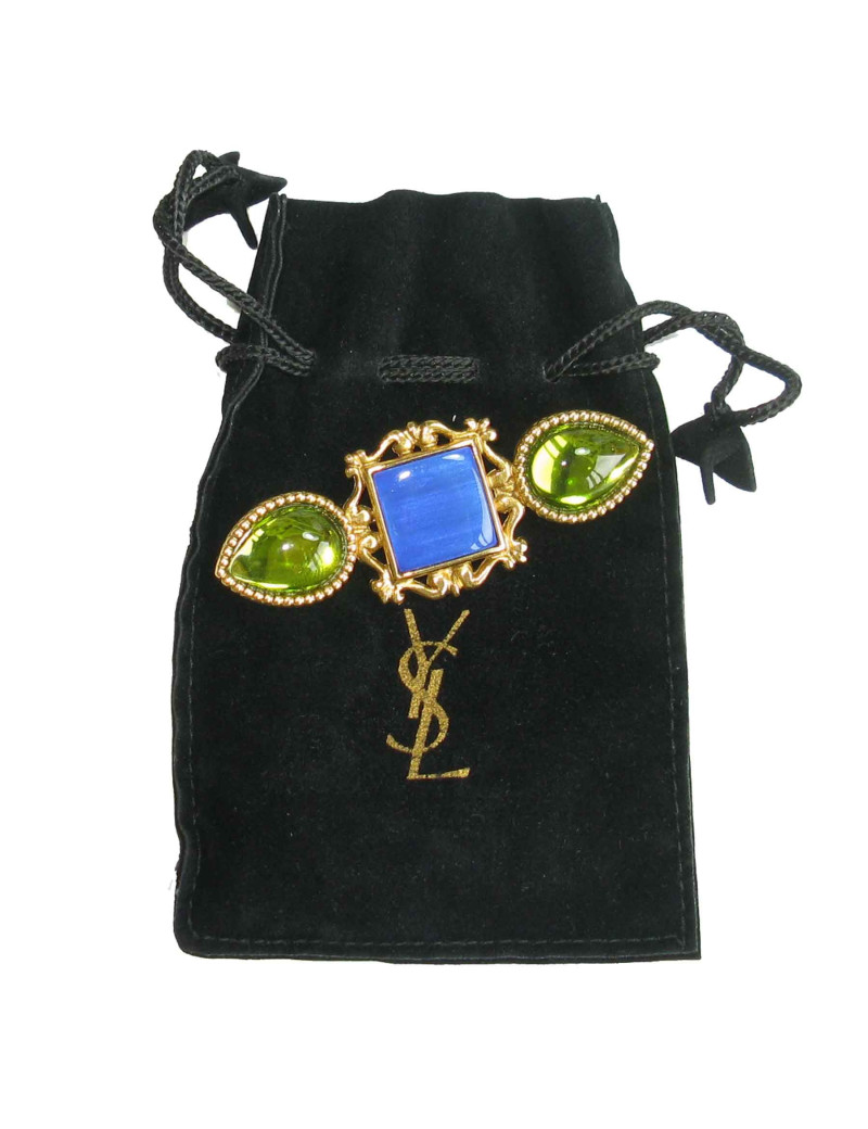 Broche YSL SAINT LAURENT Vintage en métal doré