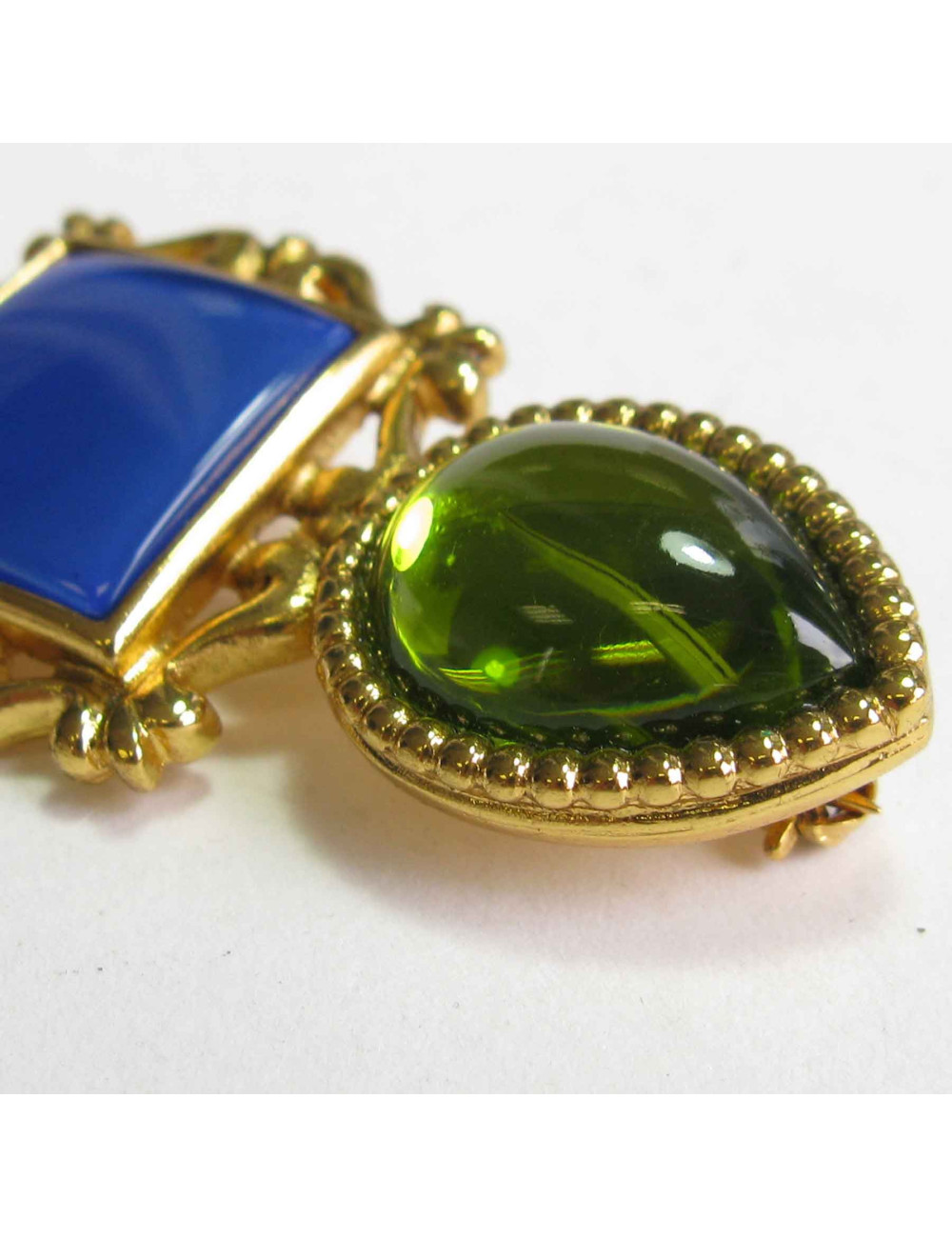 Broche YSL SAINT LAURENT Vintage en métal doré