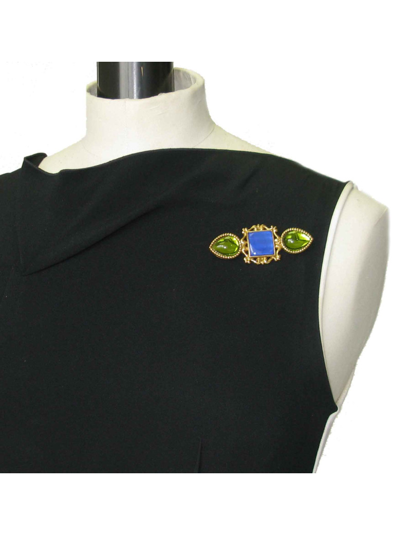 Broche YSL SAINT LAURENT Vintage en métal doré