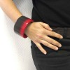 HERMES cuff bracelet in red and gray lacquered wood size M