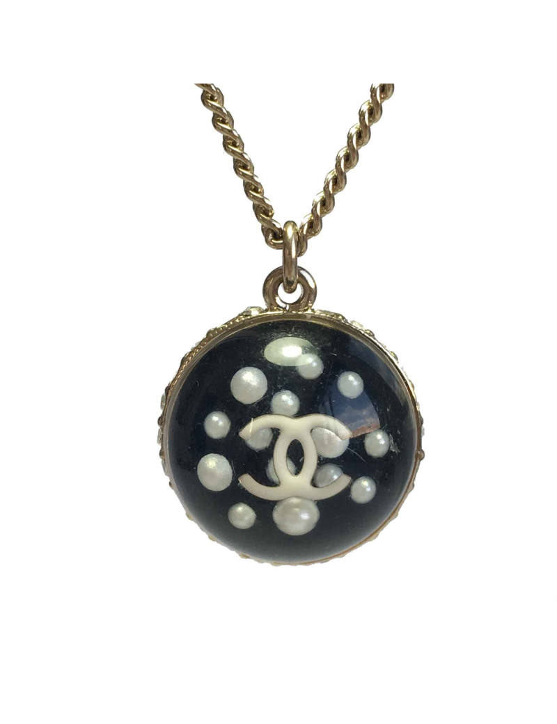 Collier pendentif CHANEL boule CC inclusion de perles nacrées