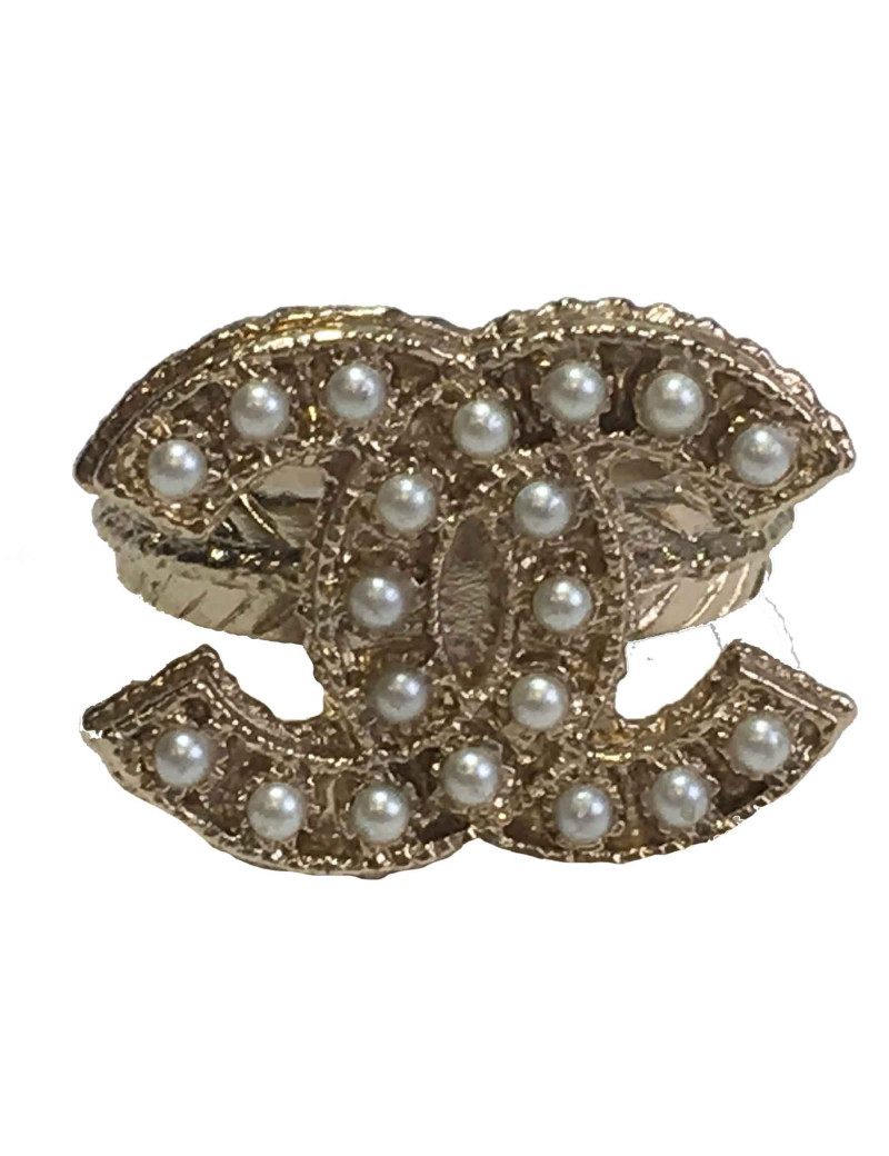 Bague CHANEL T50 CC perlée 