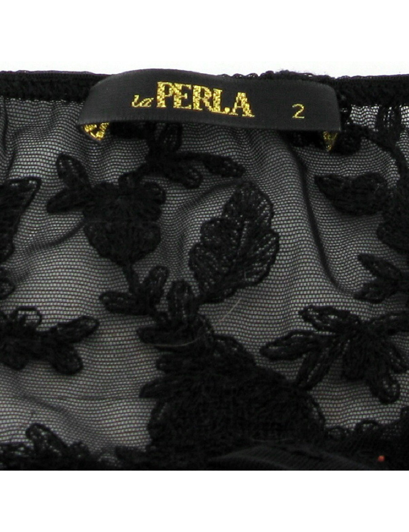 Top LA PERLA en soie et dentelle noire T2