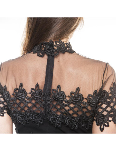 Robe JIKI T 38 longue noire avec borderies 2