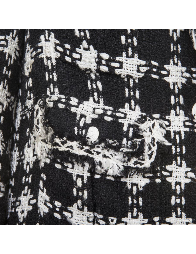 CHANEL Jacket in Black and White Cotton and Viscose Size 38FR