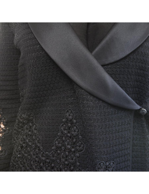 Long gilet  chanel t 38 noir et dentelle