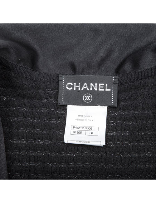 Long gilet  chanel t 38 noir et dentelle