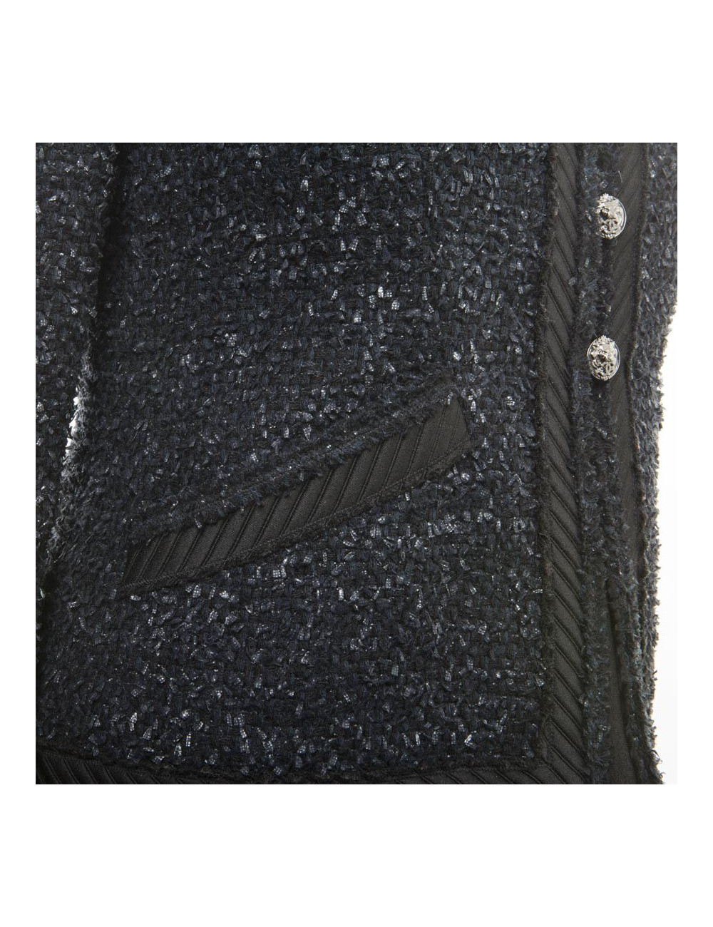 Veste CHANEL T34 Tweed  bleu marine et noir