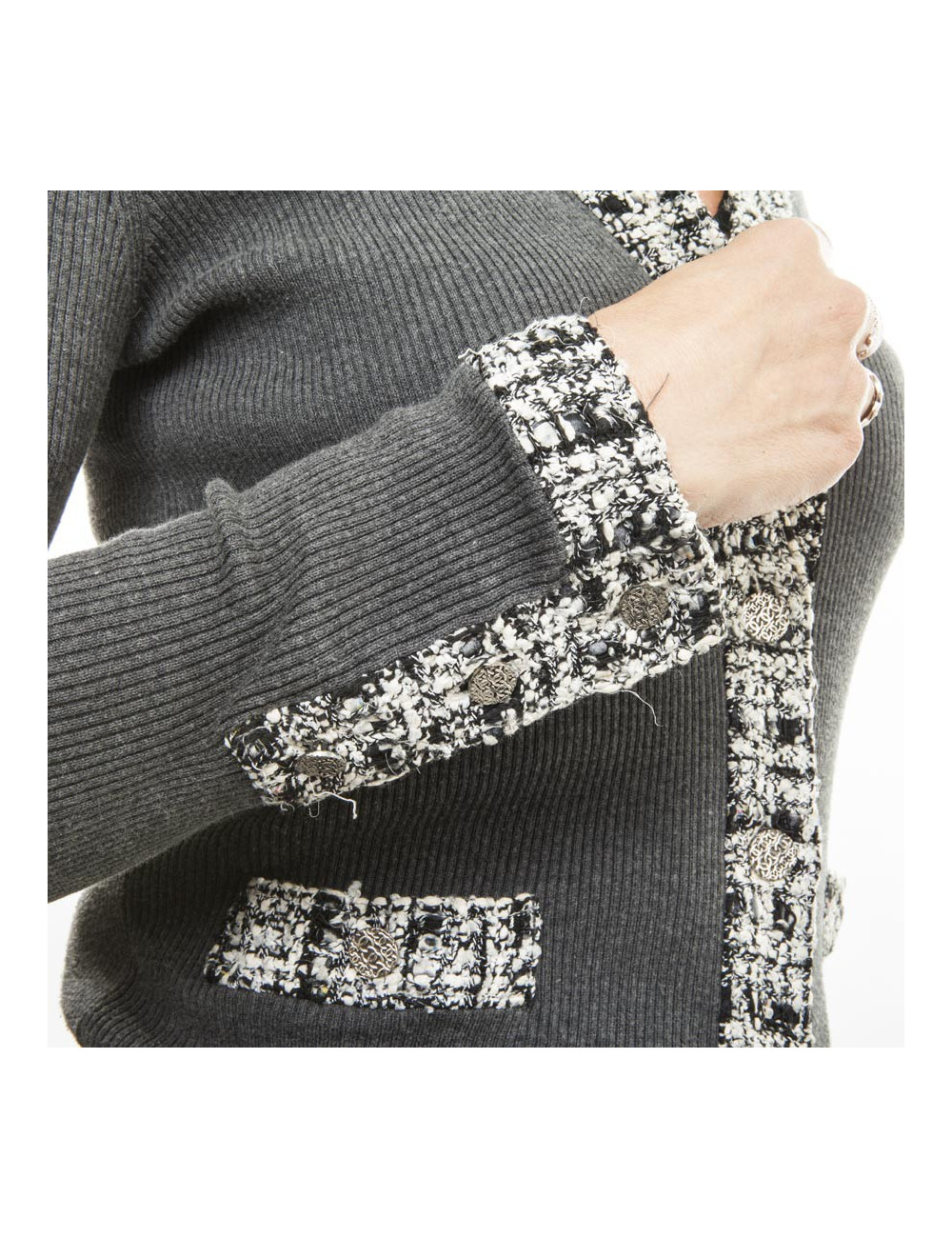 Gilet CHANEL T 38 gris en coton