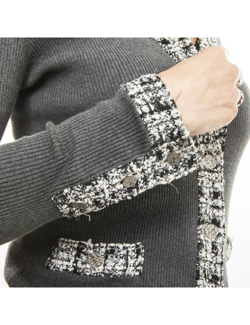 Gilet CHANEL T 38 gris en coton