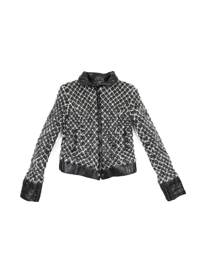 Blouson CHANEL T 36 cuir d'agneau lisse noir 