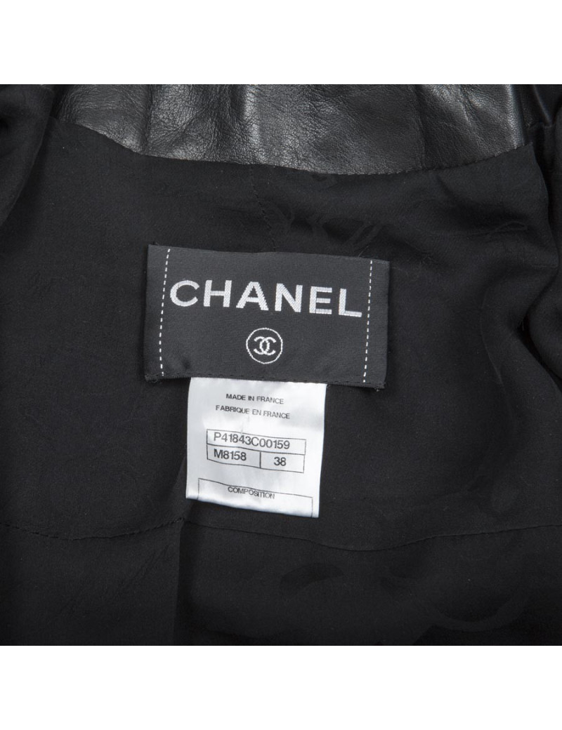 Blouson CHANEL T 36 cuir d'agneau lisse noir 