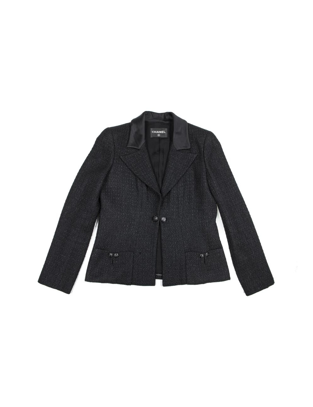 Veste CHANEL T 40 en tweed noir