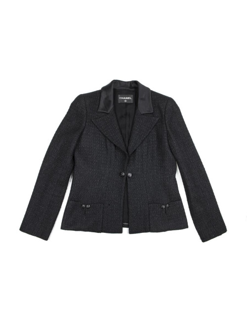 Veste CHANEL T 40 en tweed noir