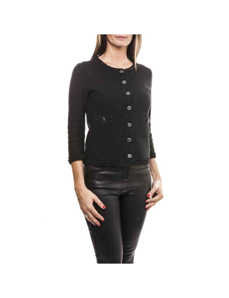 Cardigan CHANEL T 36 façon veste 